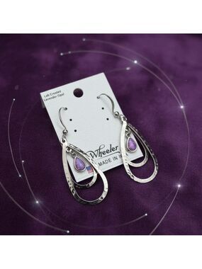 Wheeler Lab Created Lavender Opal Dangle Earrings Made in USA